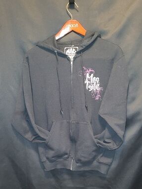 Mac Tools Black Zip-Up Hoodie with Purple Accent Size Med Distressed